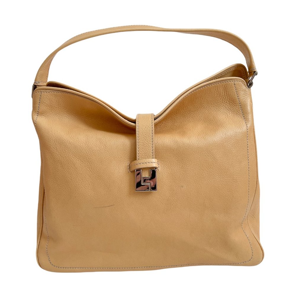 Lambertson Truex Natural Leather Satchel w/ Silver Clasp